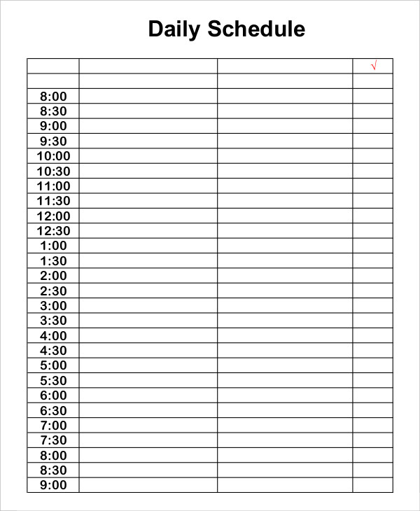 schedule planner template