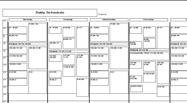 Schedule Planners – Academic Support Center