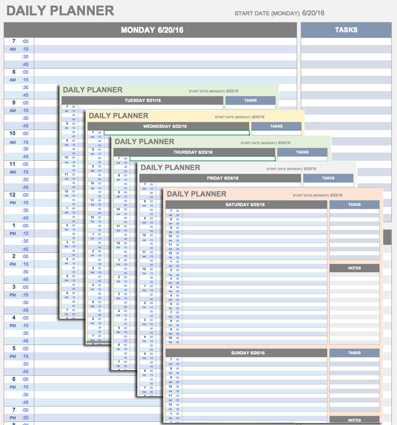 Basic Daily Planner Excel Template Savvy Spreadsheets