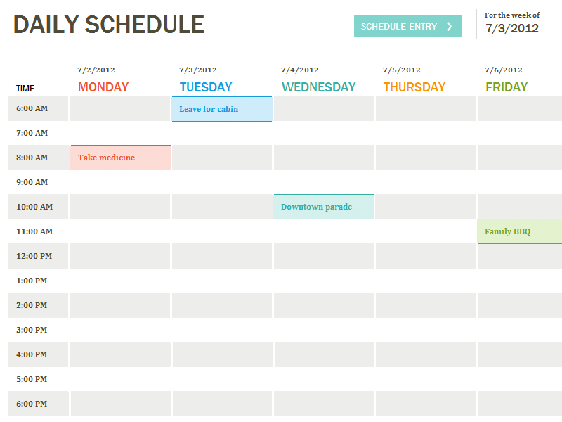 Daily schedule Office Templates