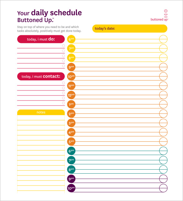 Daily Schedule Template 29+ Free Word, Excel, PDF Documents 