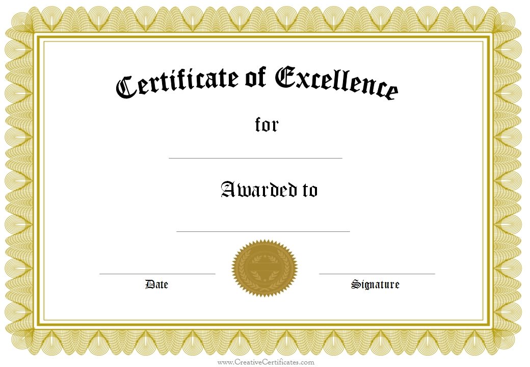 Free Printable Blank Award Certificate Templates