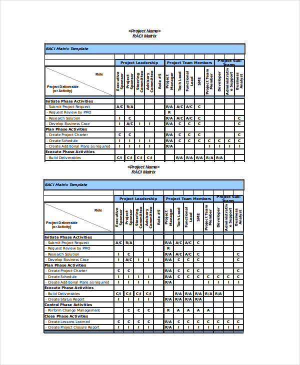 Excel Matrix Template 6+ Free Excel Documents Download