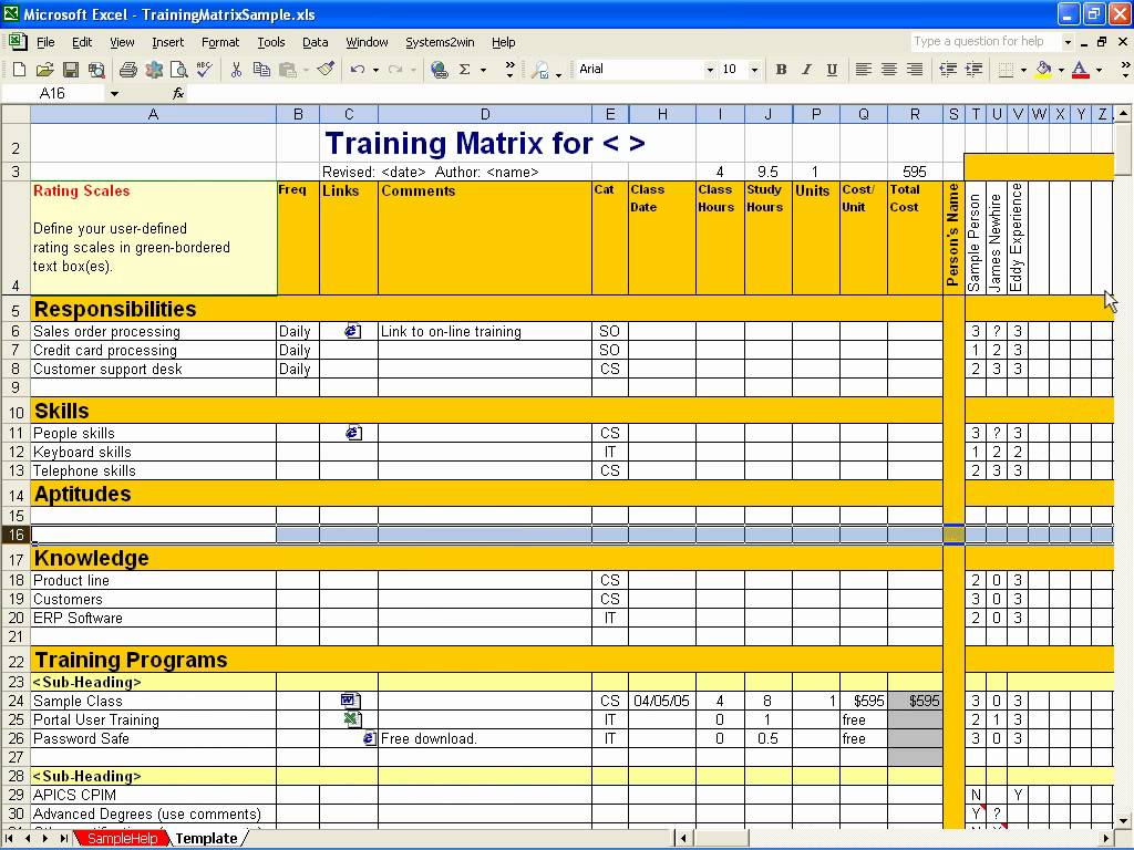 employee training plan template excel