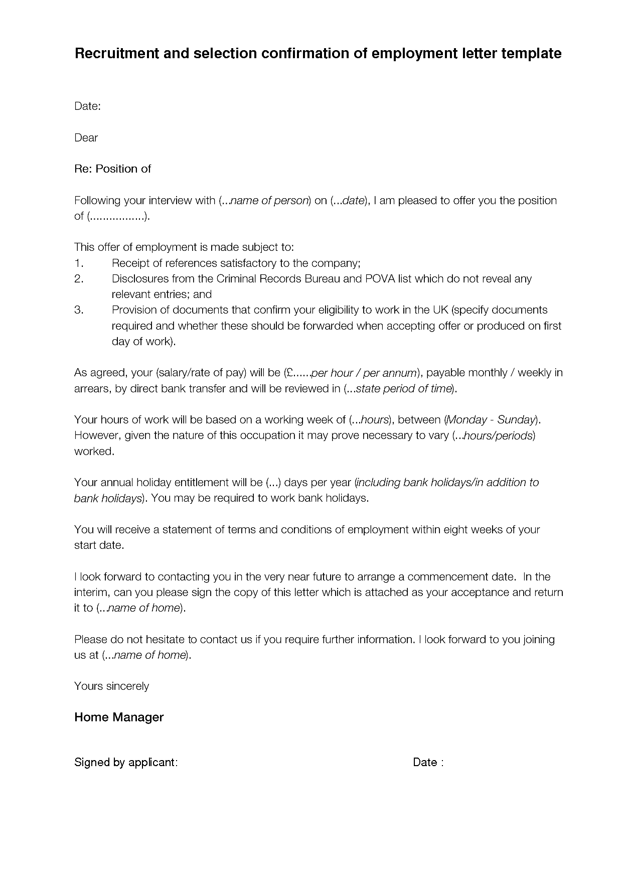 Employment Confirmation Letter Template Doc Task List Templates
