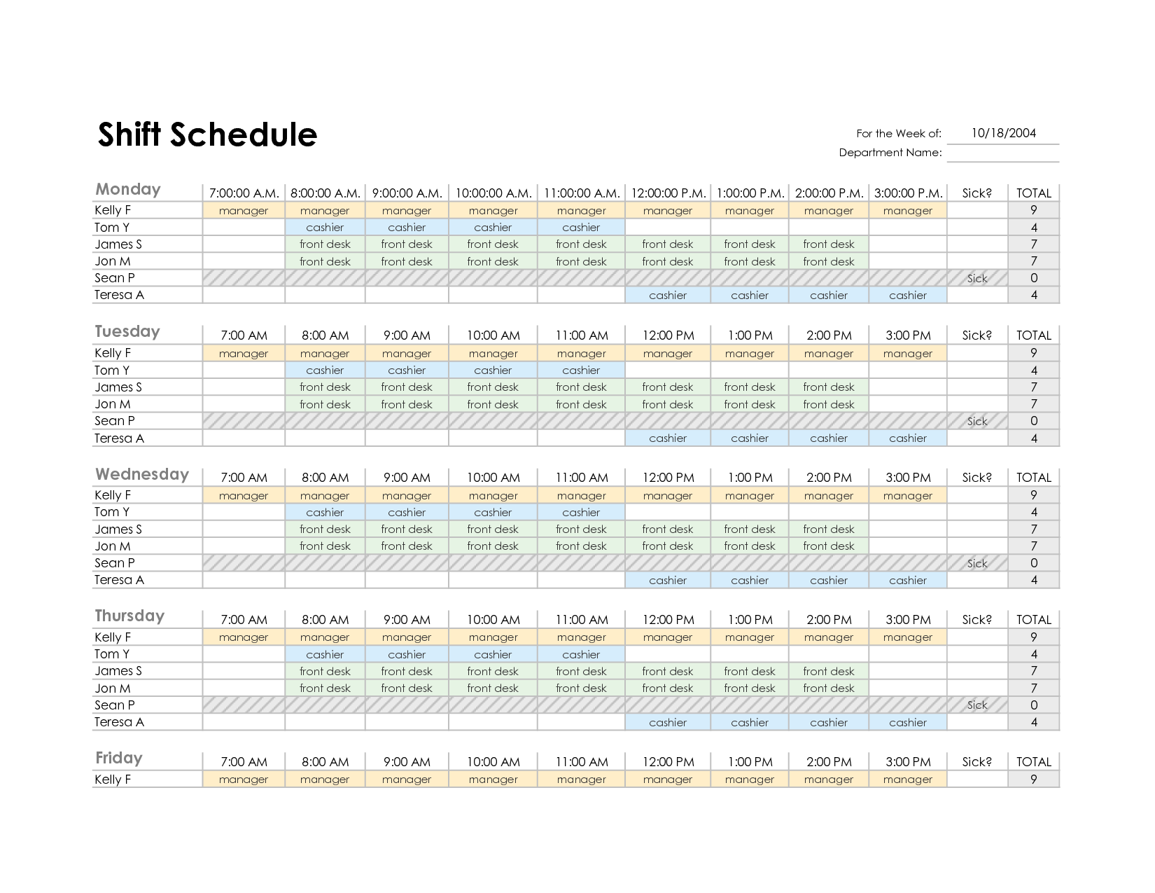 Employee Schedule Template Excel | Best Business Template