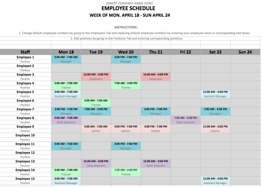 Schedule Template in Excel and Word Format