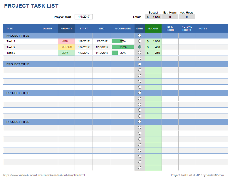 Excel Task Tracker Template task list templates