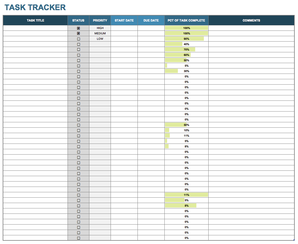 Excel Task Tracker Template Free Downloads : 6 Samples Free 