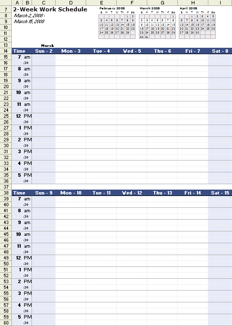 employee work schedule template