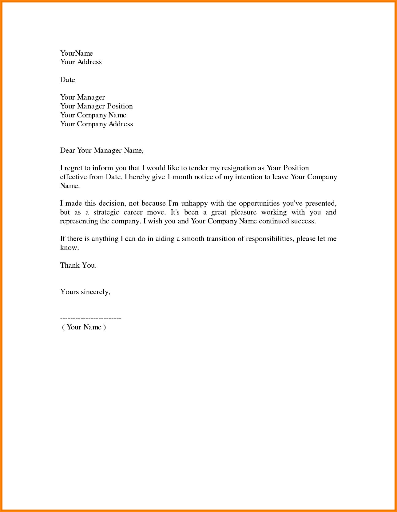 Resignation Letter Format: Easy Possible Contactable Resignation 