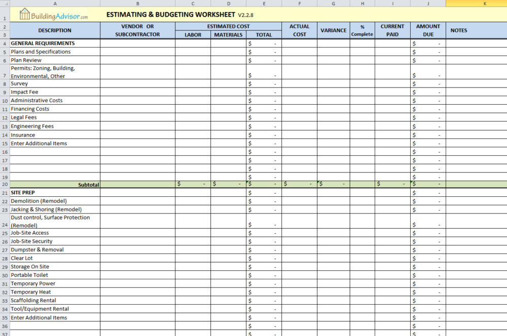 Free Estimating Software Building Remodeling | BuildingAdvisor