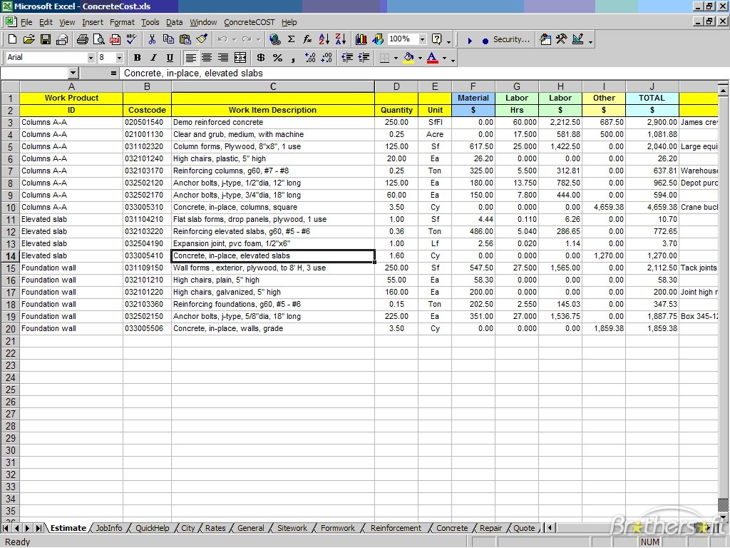 free construction estimate template excel thebridgesummit.co