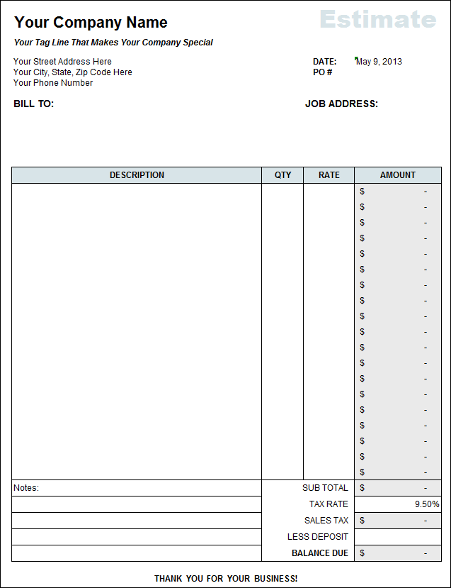 28+ Free Estimate Template | 10 Job Estimate Templates Excel Pdf 