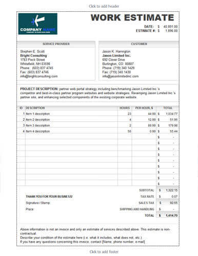 11 Job Estimate Templates and Work Quotes [Excel/Word]