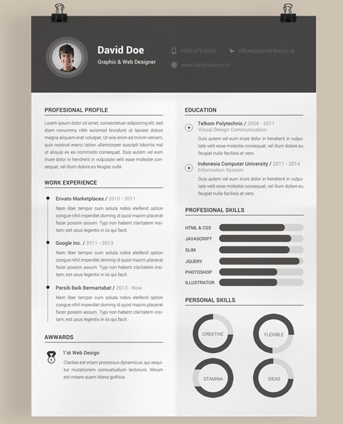 40 Best Free Resume Templates 2017 PSD, AI, DOC