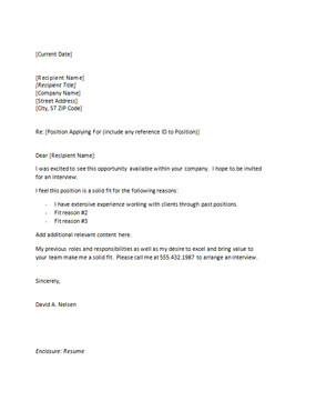 Free Cover Letter Templates Sample Microsoft Word