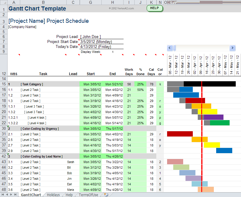 Free Professional Excel Gantt Chart Template | Project Management 
