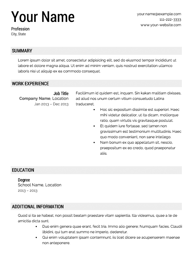 Free Resume Templates