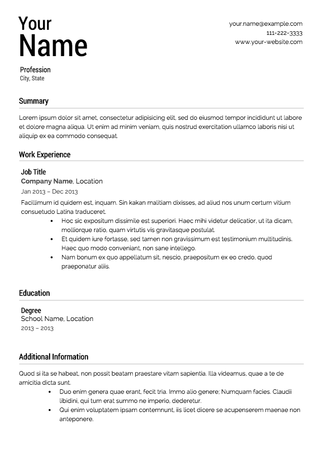 Free Resume Templates