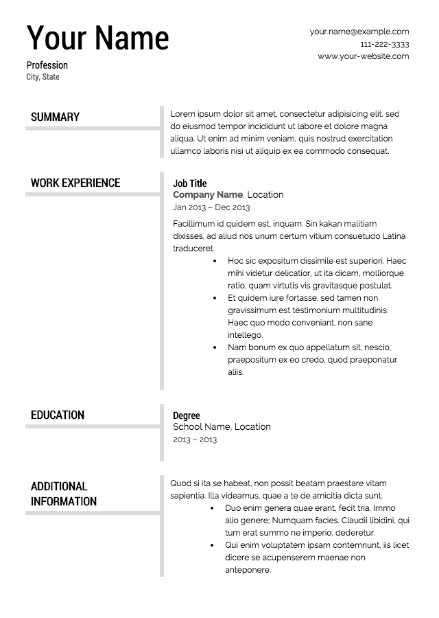 Free Resume Templates