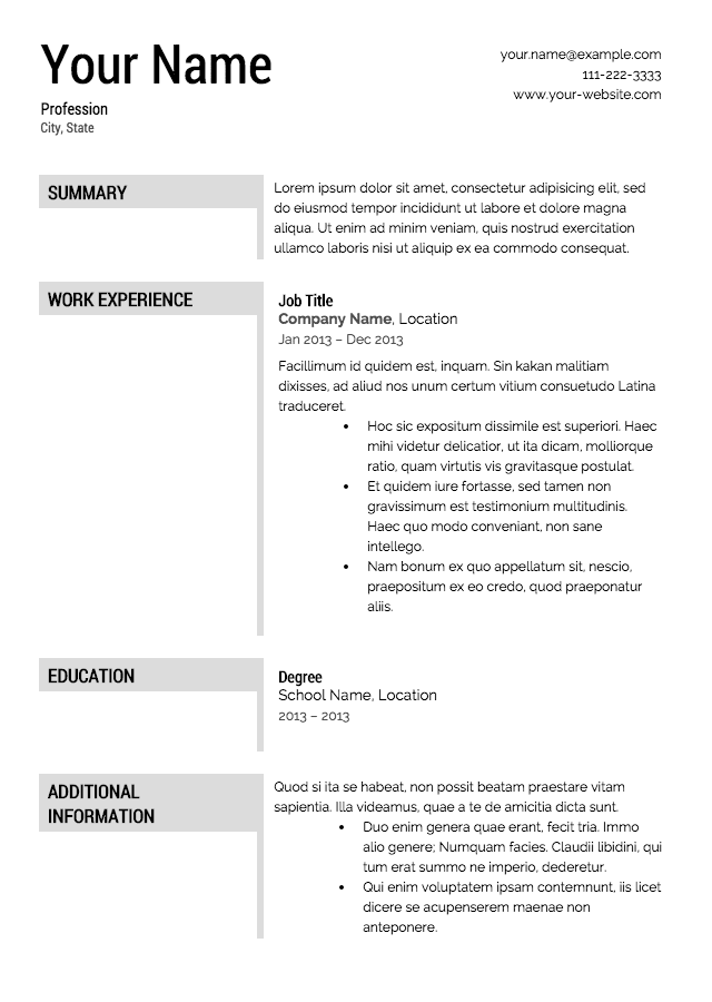 Free Resume Templates