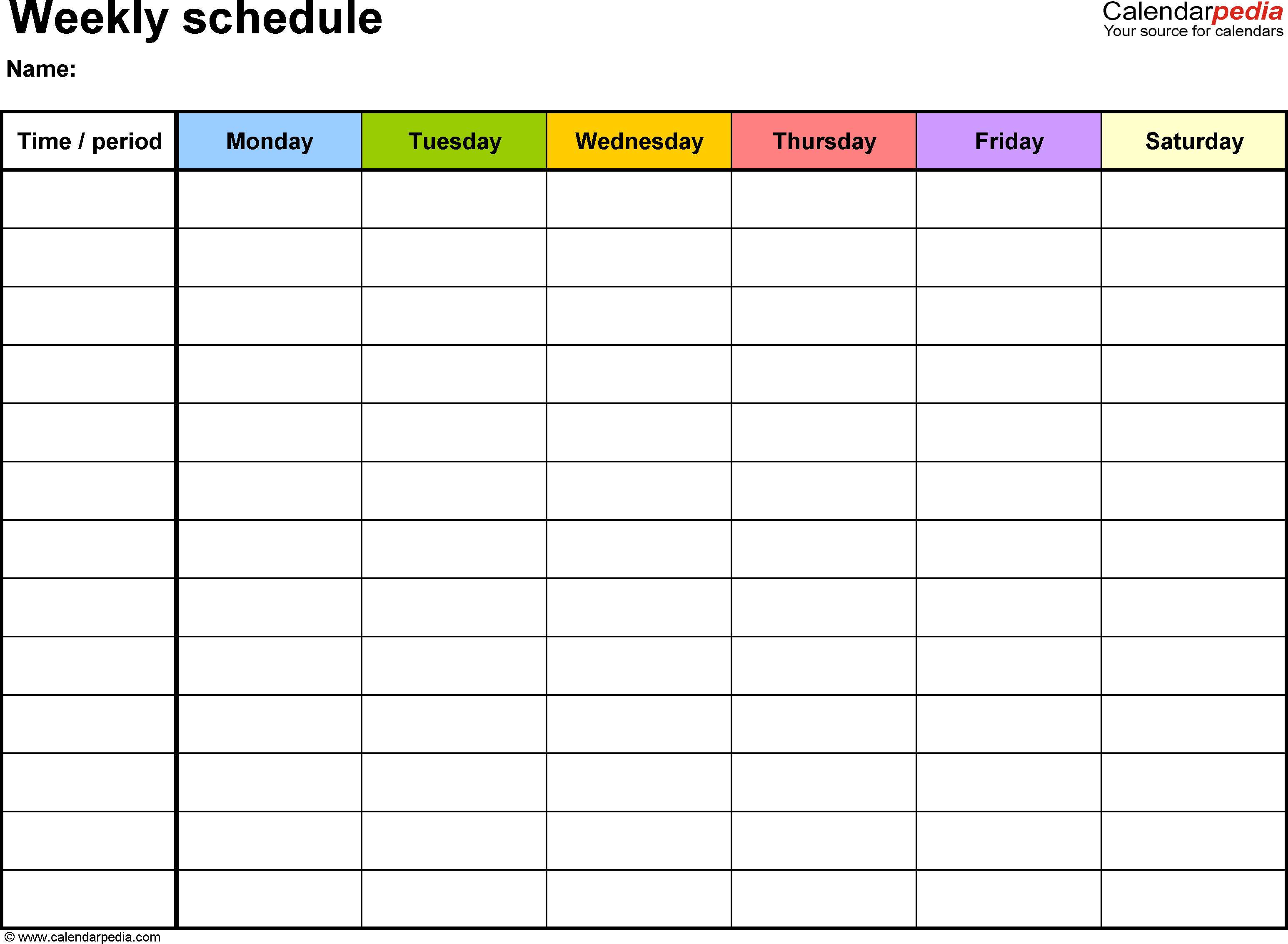 Free Weekly Schedule Templates for Word 18 templates