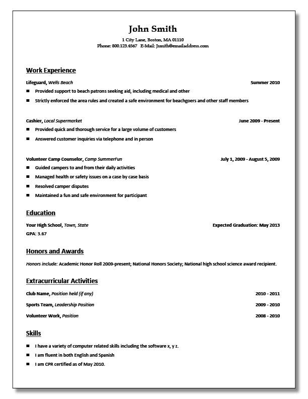resume templates high school high school resume template 2016 