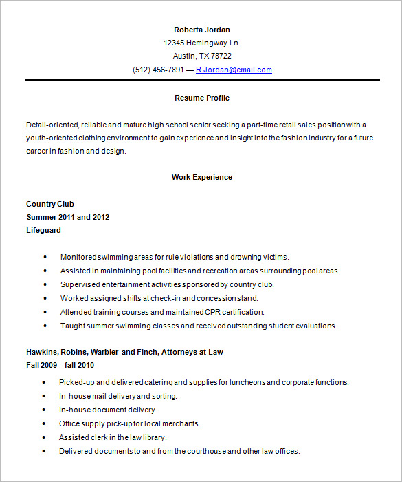 10+ High School Resume Templates – Free Samples, Examples 