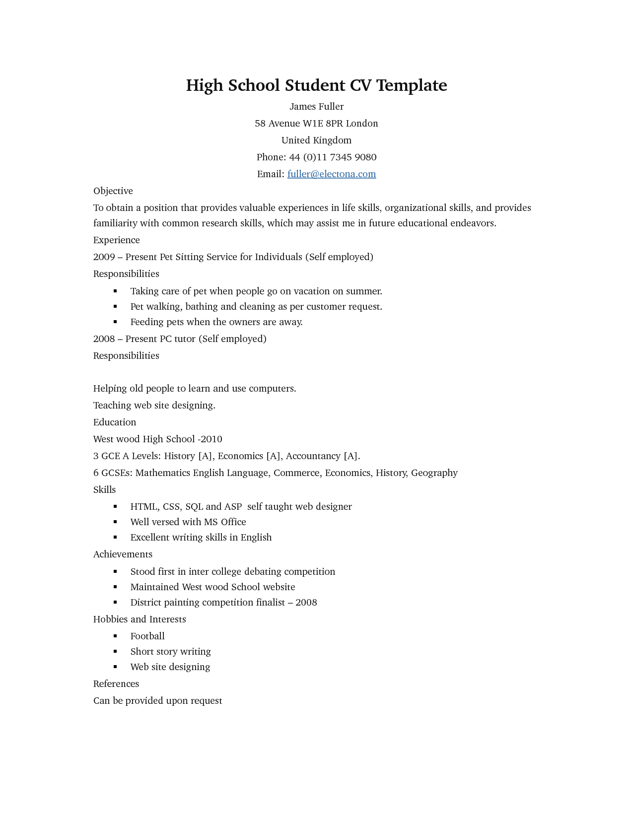 10+ High School Resume Templates – Free Samples, Examples 