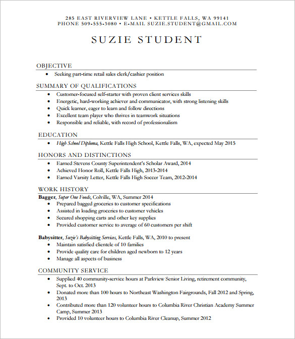 10+ High School Resume Templates – Free Samples, Examples 