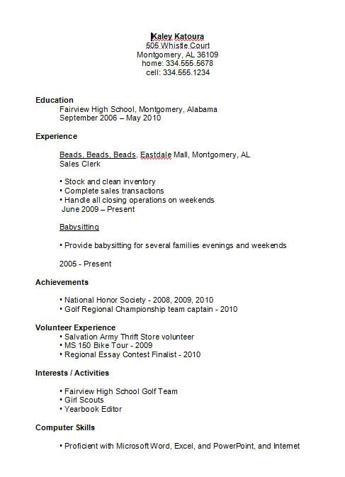 Simple Resumes Examples. High School Student Resume Example You 