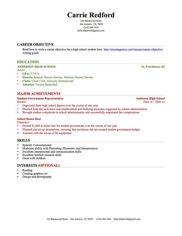 high-school-student-resume-with-no-work-experience-task-list-templates