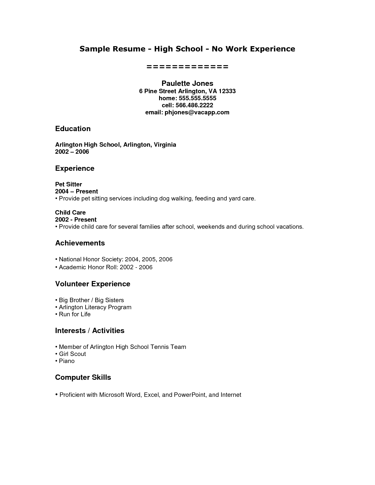 Resumes Templates For Students With No Experience http:// 