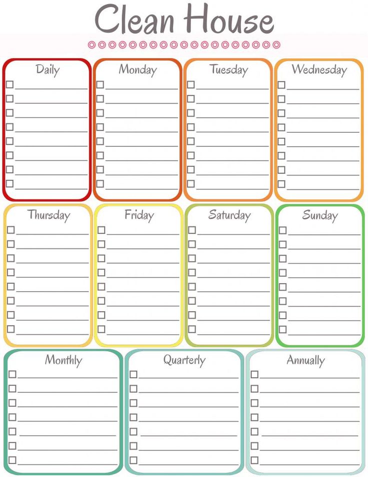 Cleaning Schedule Template Printable House Cleaning Checklist