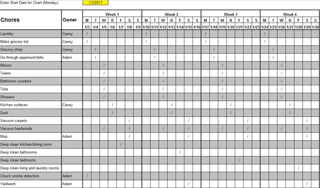 Cleaning Schedule Template Printable House Cleaning Checklist