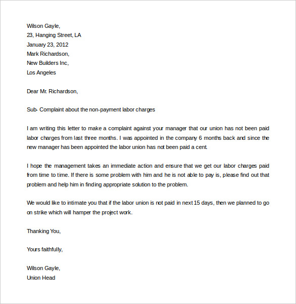 Letter Of Complaint. Formal Complaint Letter Template | Custom 