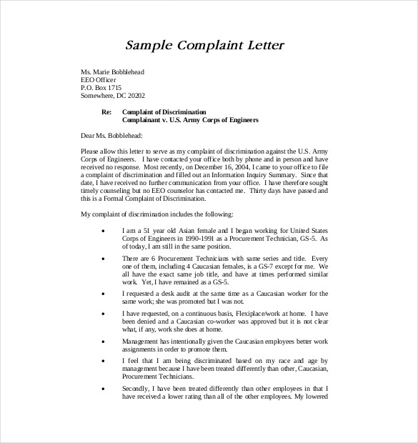 Complaint Letter Template | Letter of Complaint Template