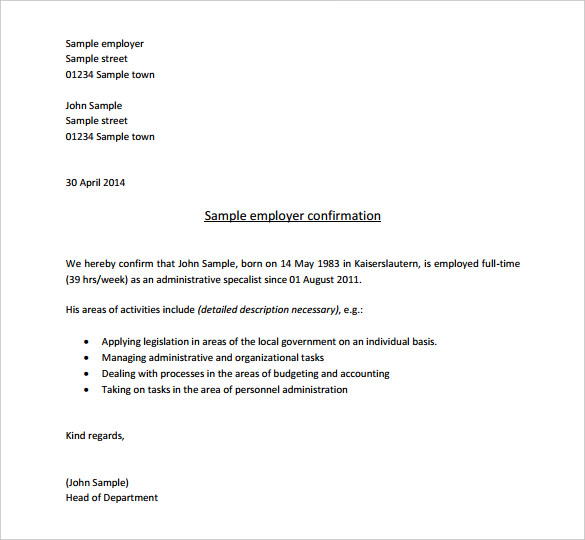15+ Letter of Employment Templates – Free Sample Example Format 