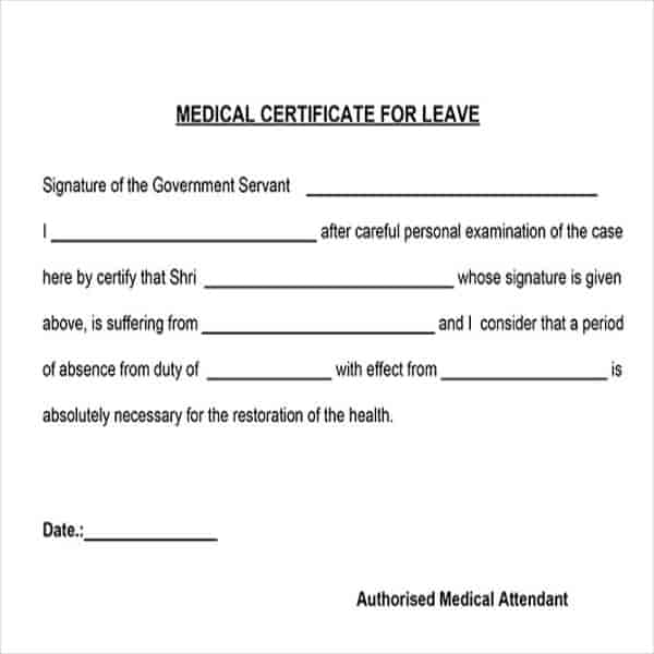 Medical Certificate Format For Sick Leave For Student