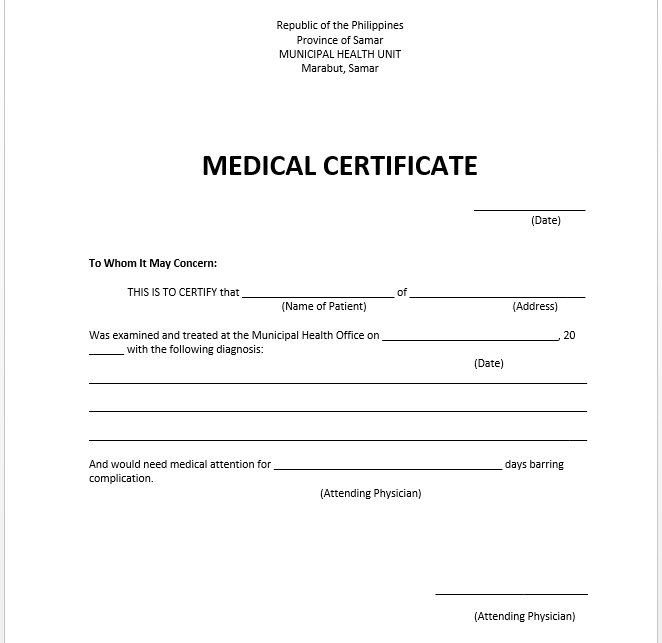 Medical Certificate For Sick Leave For Student