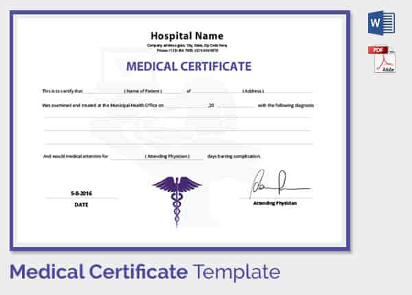 Medical Certificate For Sick Leave For Student Word & PDF Documents 