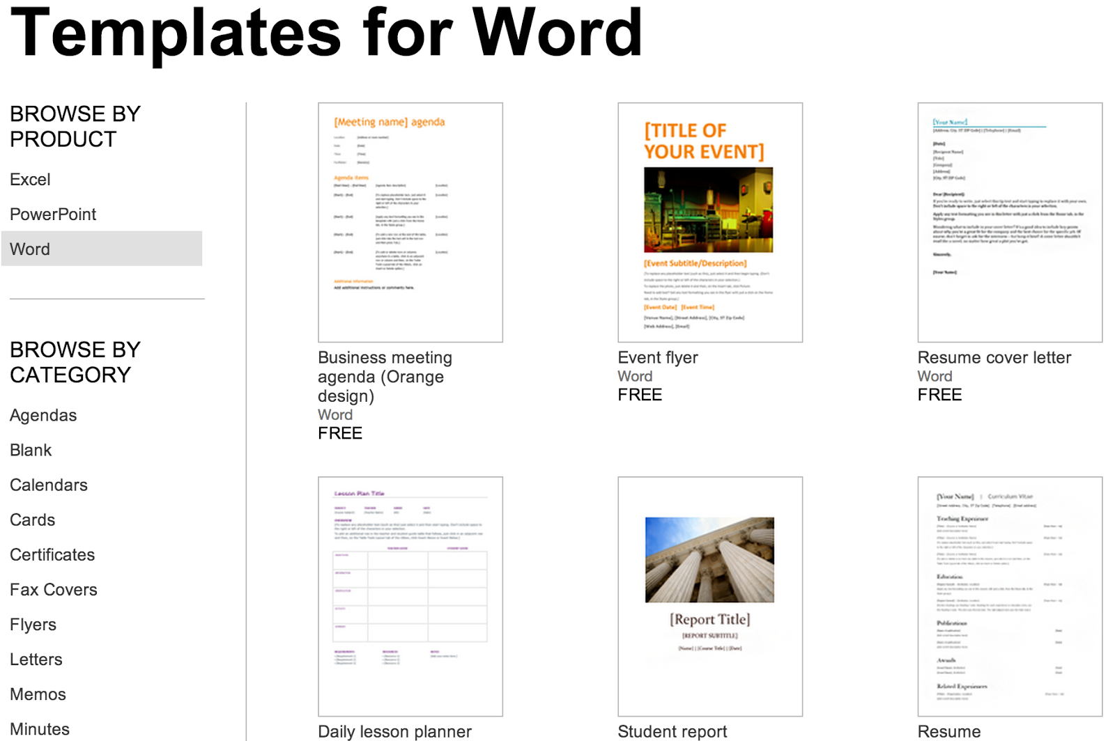 Over 250 Free Microsoft Office Templates & Documents