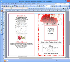 Funeral Program Template Microsoft Publisher | Memorial MS Publisher