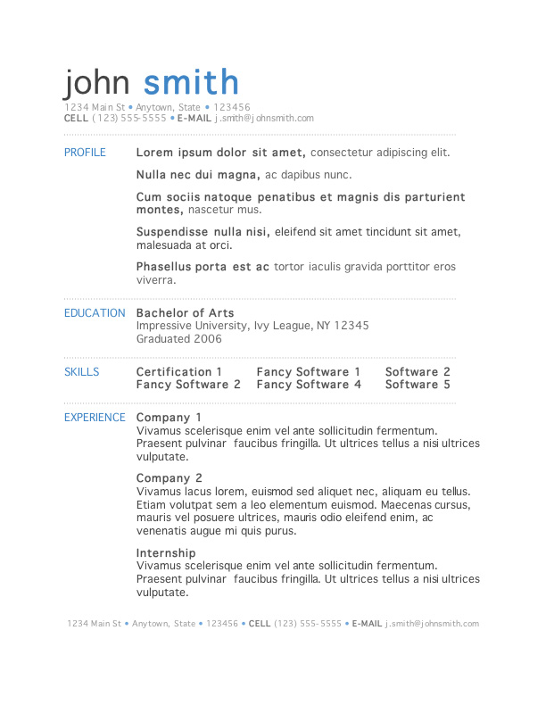 Resume Template Word. Free Professional Resume Templates Download 