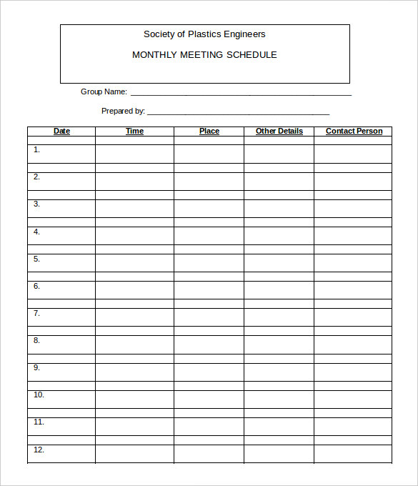 Monthly Work Schedule Template 26+ Free Word, Excel, PDF Format 