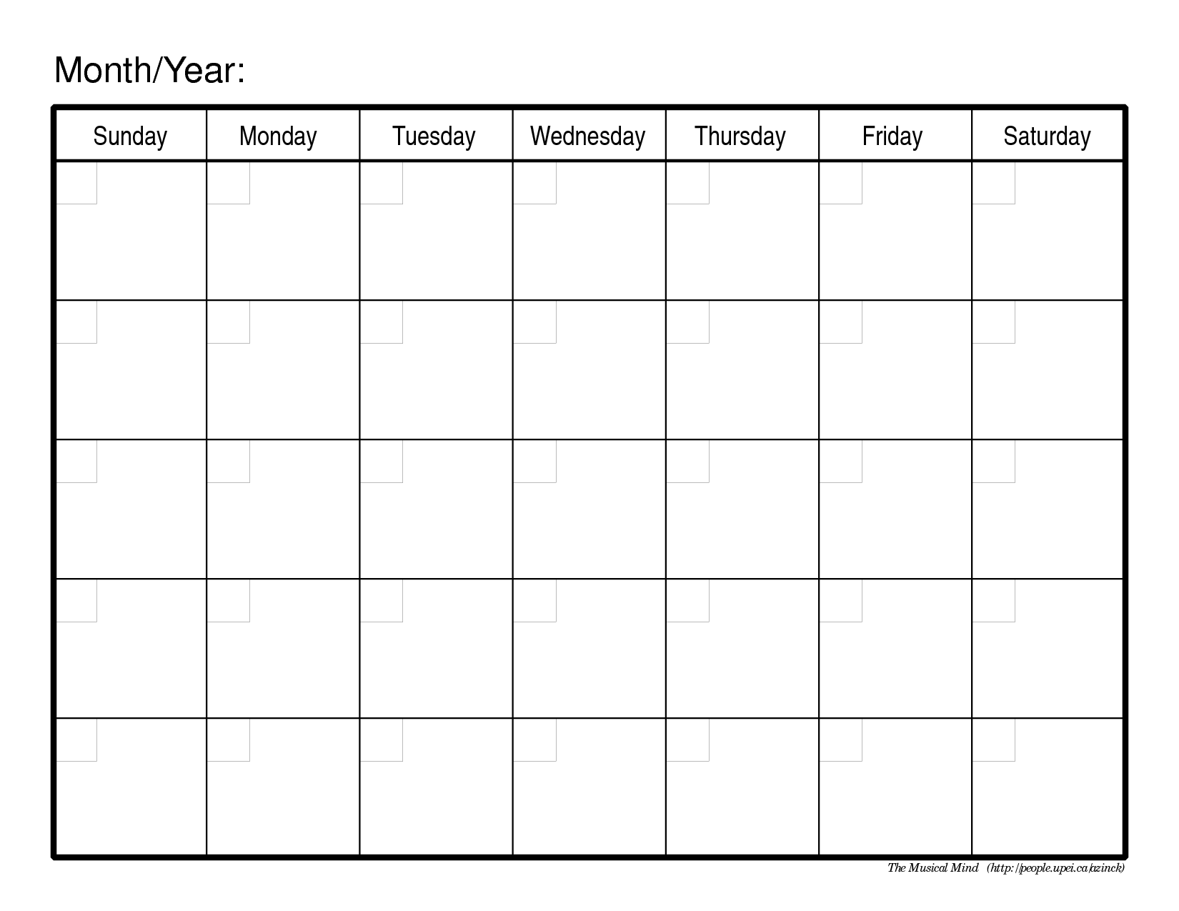 Monthly Calendar Template – 2017 printable calendar