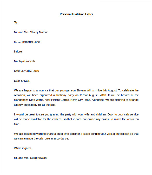 Personal Letter Template 40+ Free Sample, Example Format | Free 