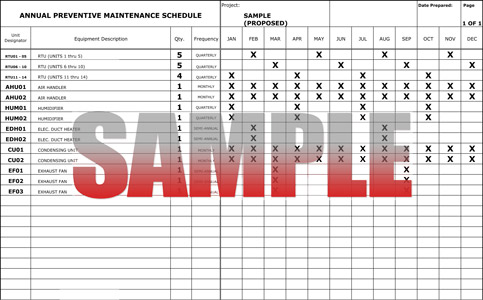 preventive maintenance schedule