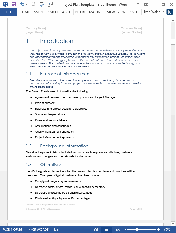 Project Plan Template Download MS Word & Excel forms, spreadsheets